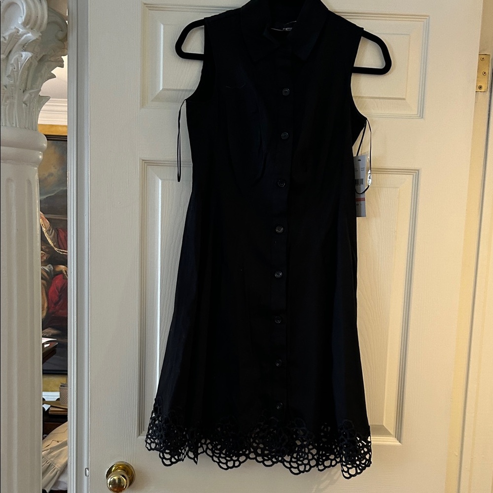 Chetta B Black Button-Down Mini Dress